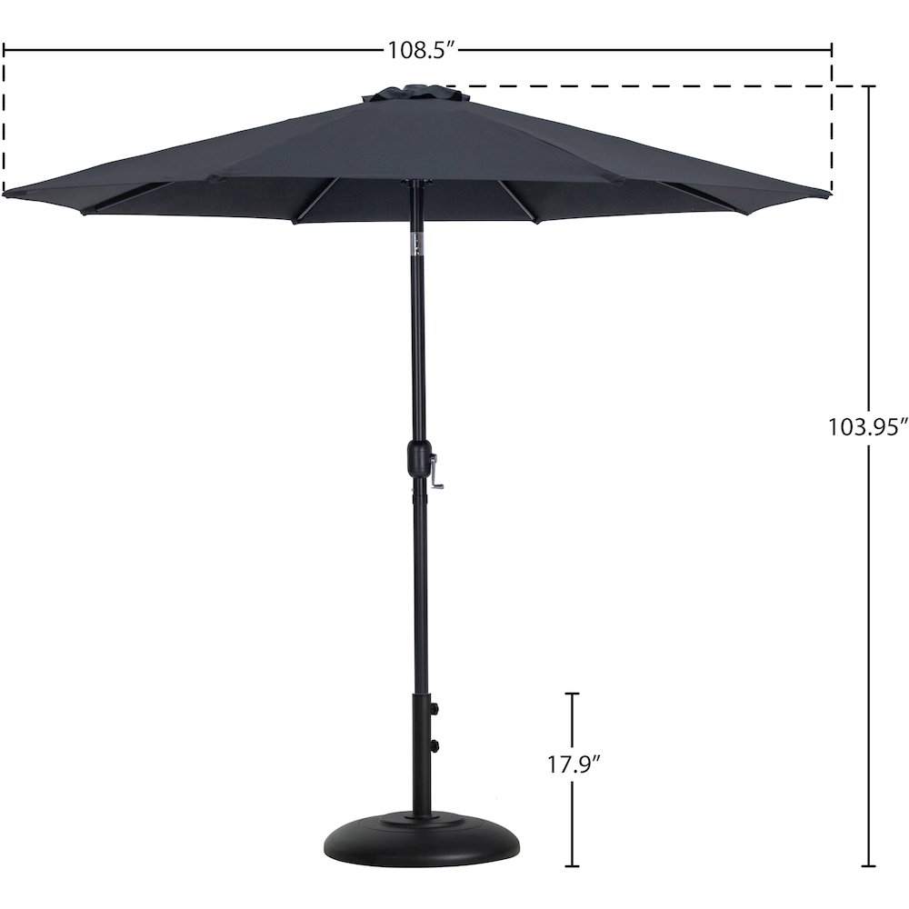 Fiji Black Fabric / Matte Black Aluminum Patio Umbrella with Base Sets. Picture 15