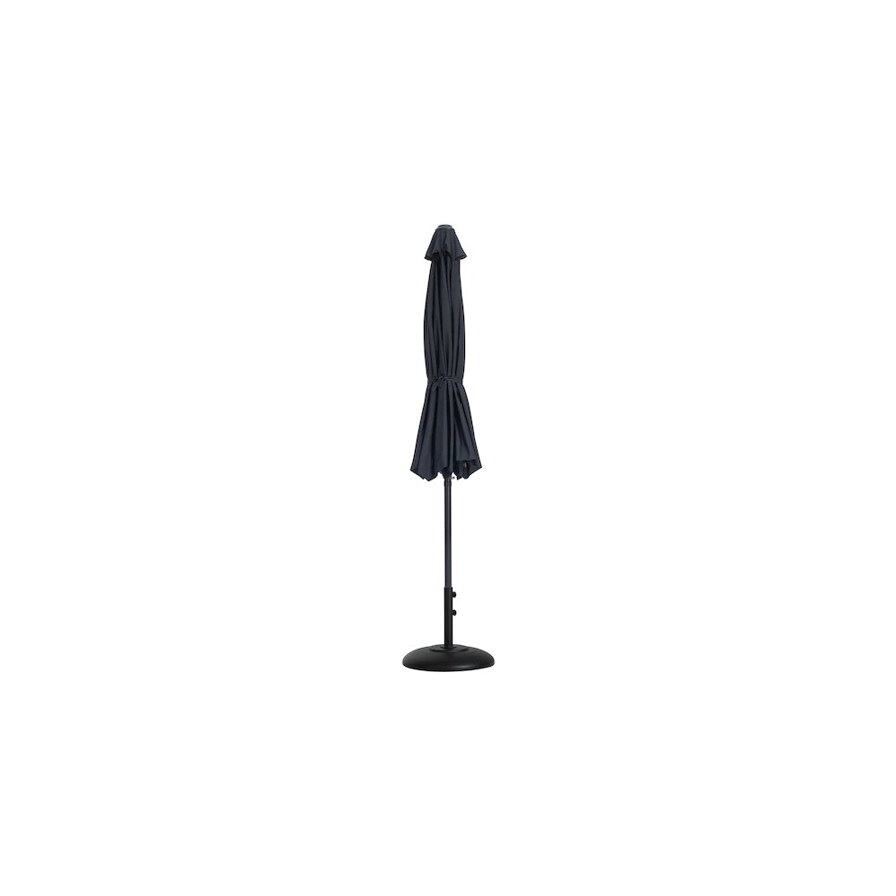 Fiji Black Fabric / Matte Black Aluminum Patio Umbrella with Base Sets. Picture 10