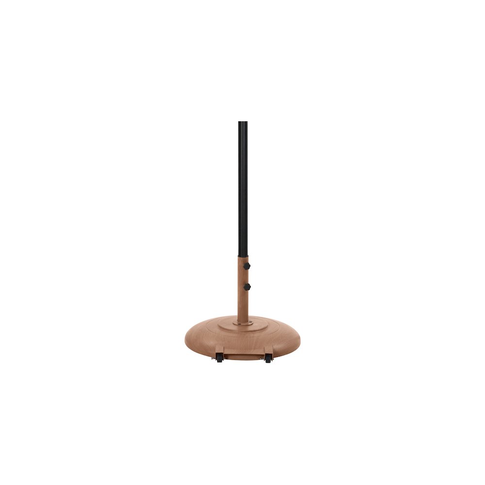 Fiji Black Fabric / Teak Aluminum Patio Umbrella with Base Sets. Picture 4