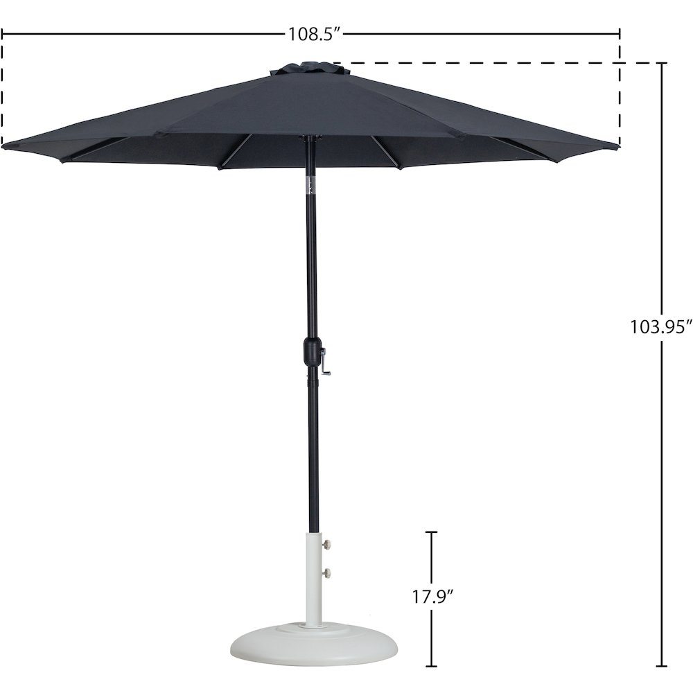 Fiji Black Fabric / Matte White Aluminum Patio Umbrella with Base Sets. Picture 15