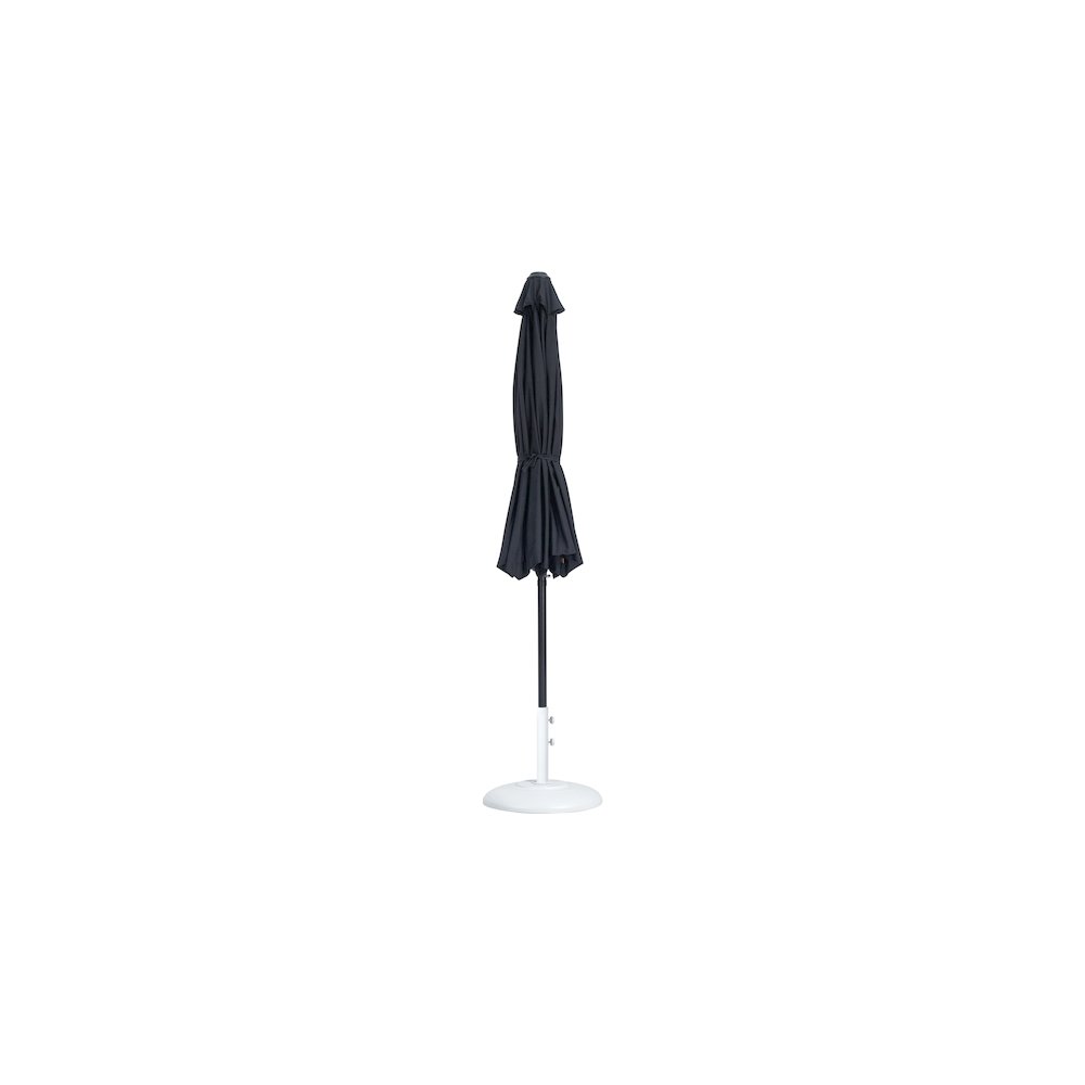 Fiji Black Fabric / Matte White Aluminum Patio Umbrella with Base Sets. Picture 10