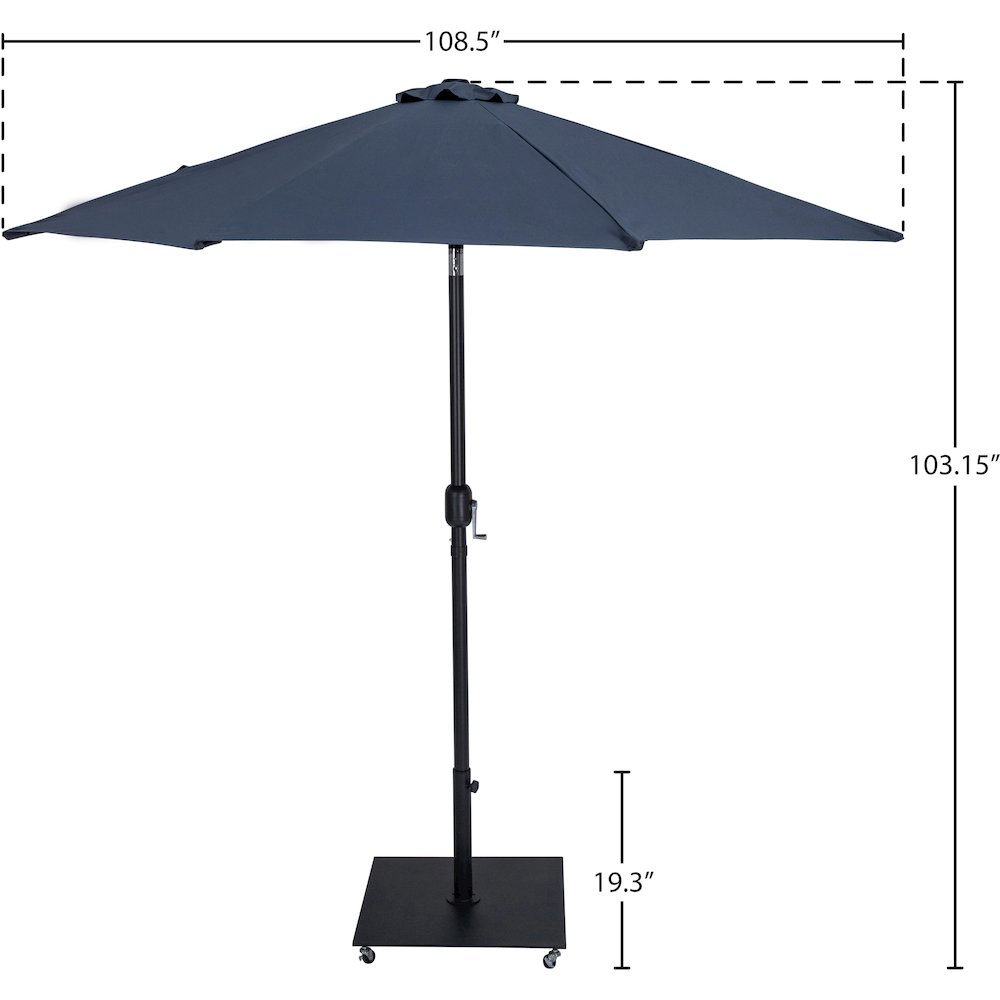 Fiji Grey Fabric / Matte Black Aluminum Patio Umbrella with Base Sets. Picture 17