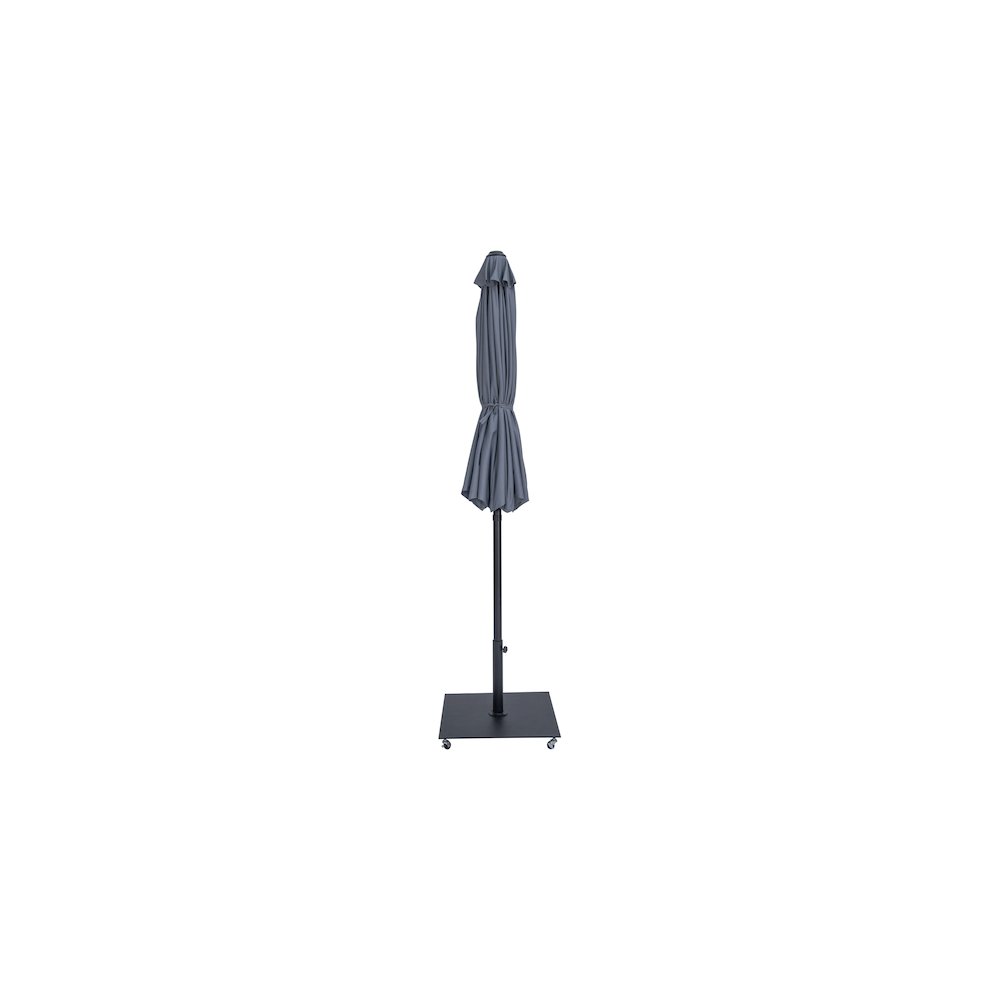 Fiji Grey Fabric / Matte Black Aluminum Patio Umbrella with Base Sets. Picture 12