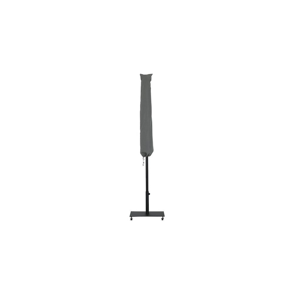 Fiji Grey Fabric / Matte Black Aluminum Patio Umbrella with Base Sets. Picture 13