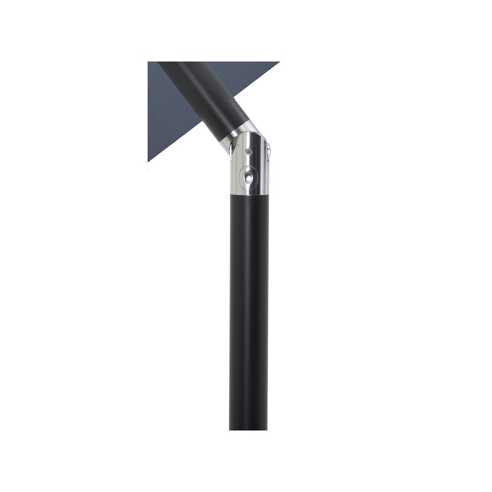 Fiji Grey Fabric / Matte Black Aluminum Patio Umbrella with Base Sets. Picture 14