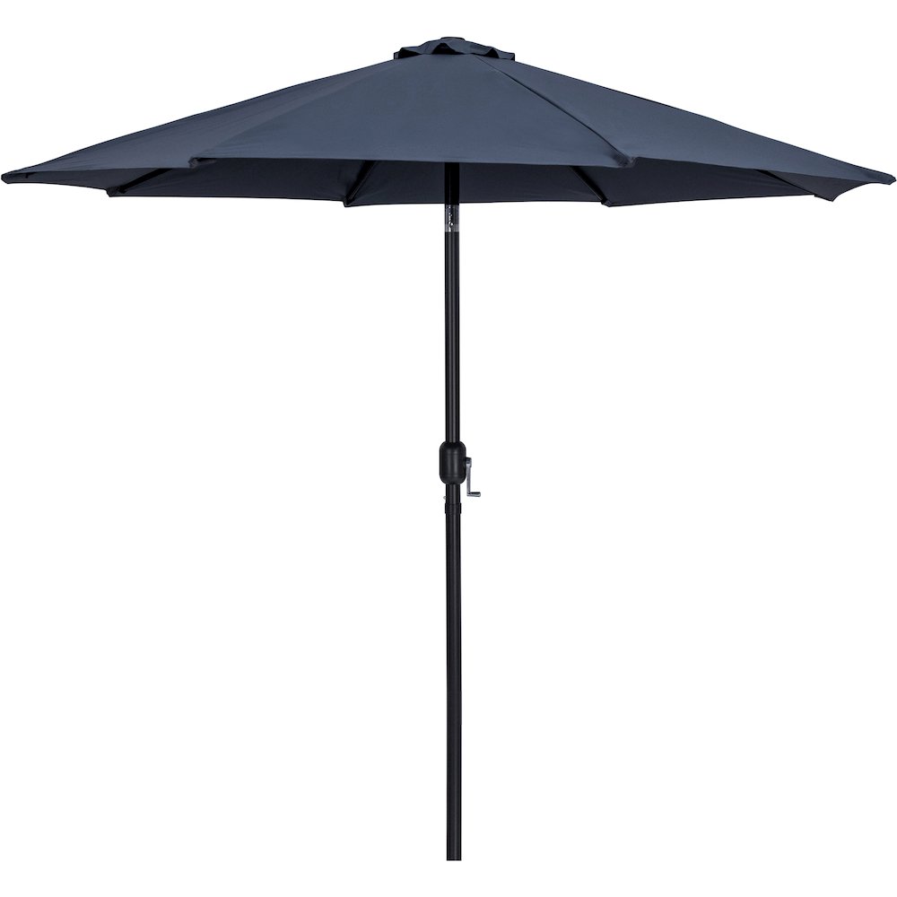 Fiji Grey Fabric / Matte Black Aluminum Patio Umbrella with Base Sets. Picture 2