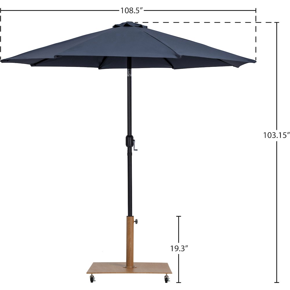 Fiji Grey Fabric / Teak Aluminum Patio Umbrella with Base Sets. Picture 17
