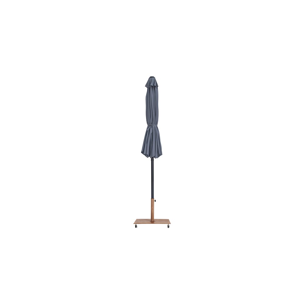 Fiji Grey Fabric / Teak Aluminum Patio Umbrella with Base Sets. Picture 12