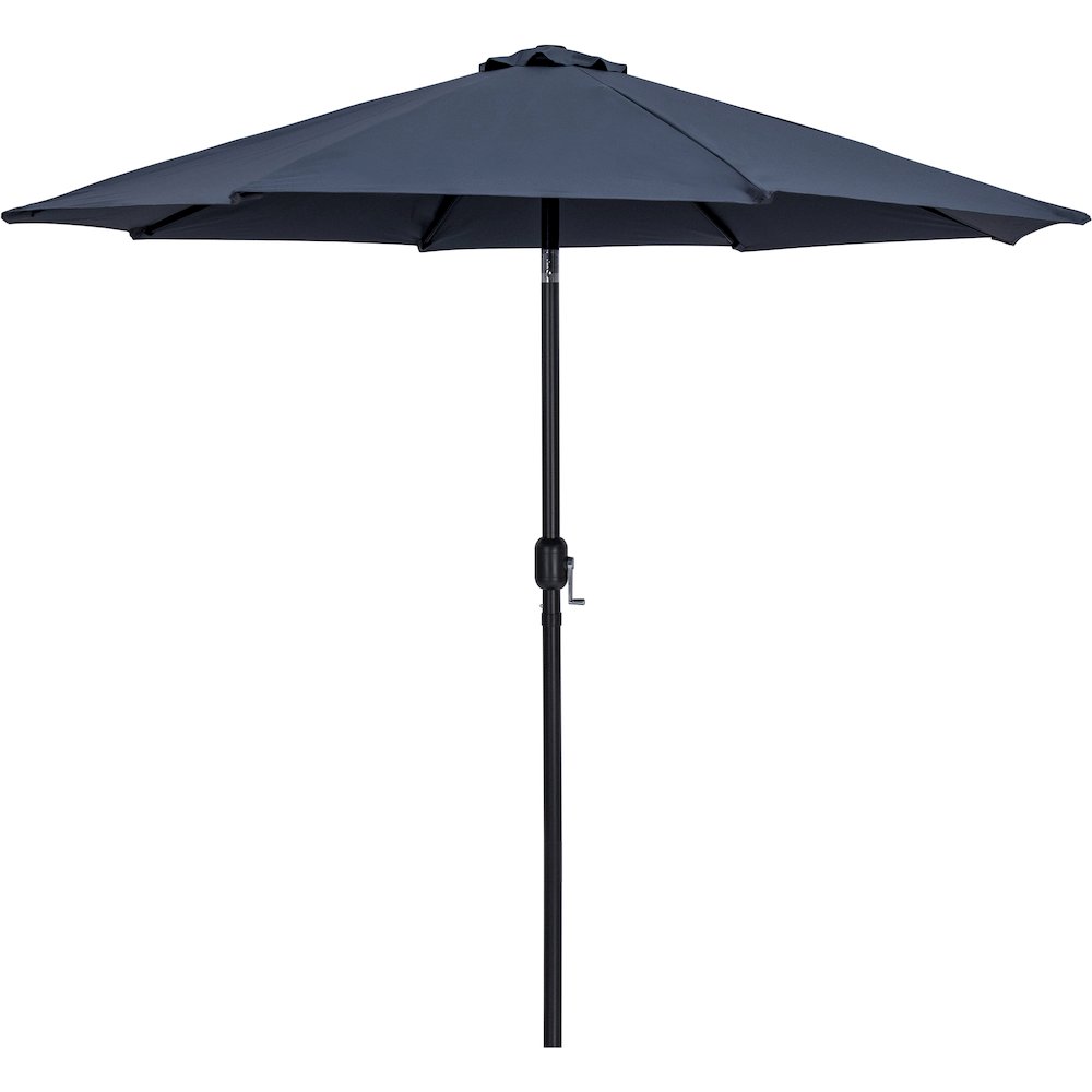 Fiji Grey Fabric / Teak Aluminum Patio Umbrella with Base Sets. Picture 2