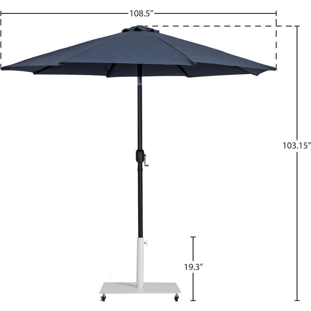 Fiji Grey Fabric / Matte White Aluminum Patio Umbrella with Base Sets. Picture 17