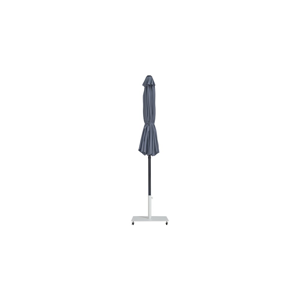 Fiji Grey Fabric / Matte White Aluminum Patio Umbrella with Base Sets. Picture 12