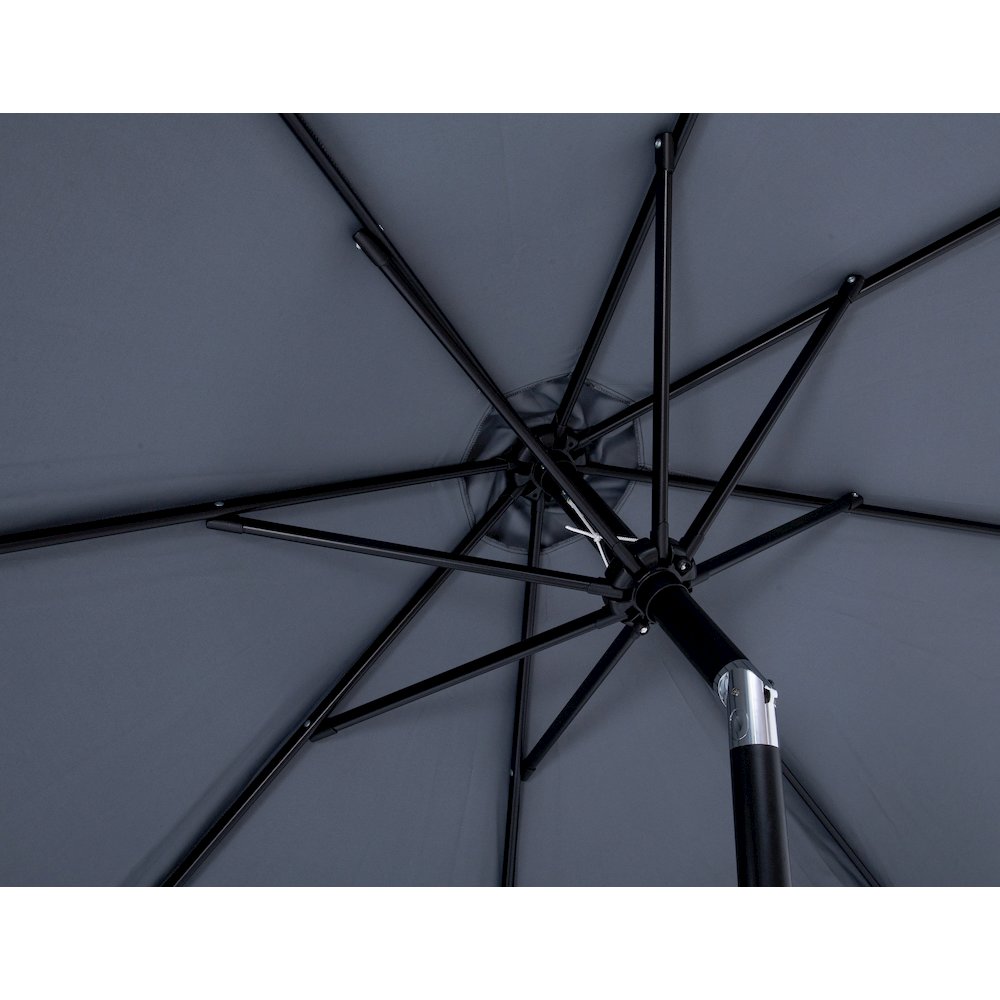 Fiji Grey Fabric / Matte White Aluminum Patio Umbrella with Base Sets. Picture 15