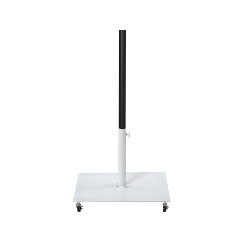 Fiji Grey Fabric / Matte White Aluminum Patio Umbrella with Base Sets. Picture 3