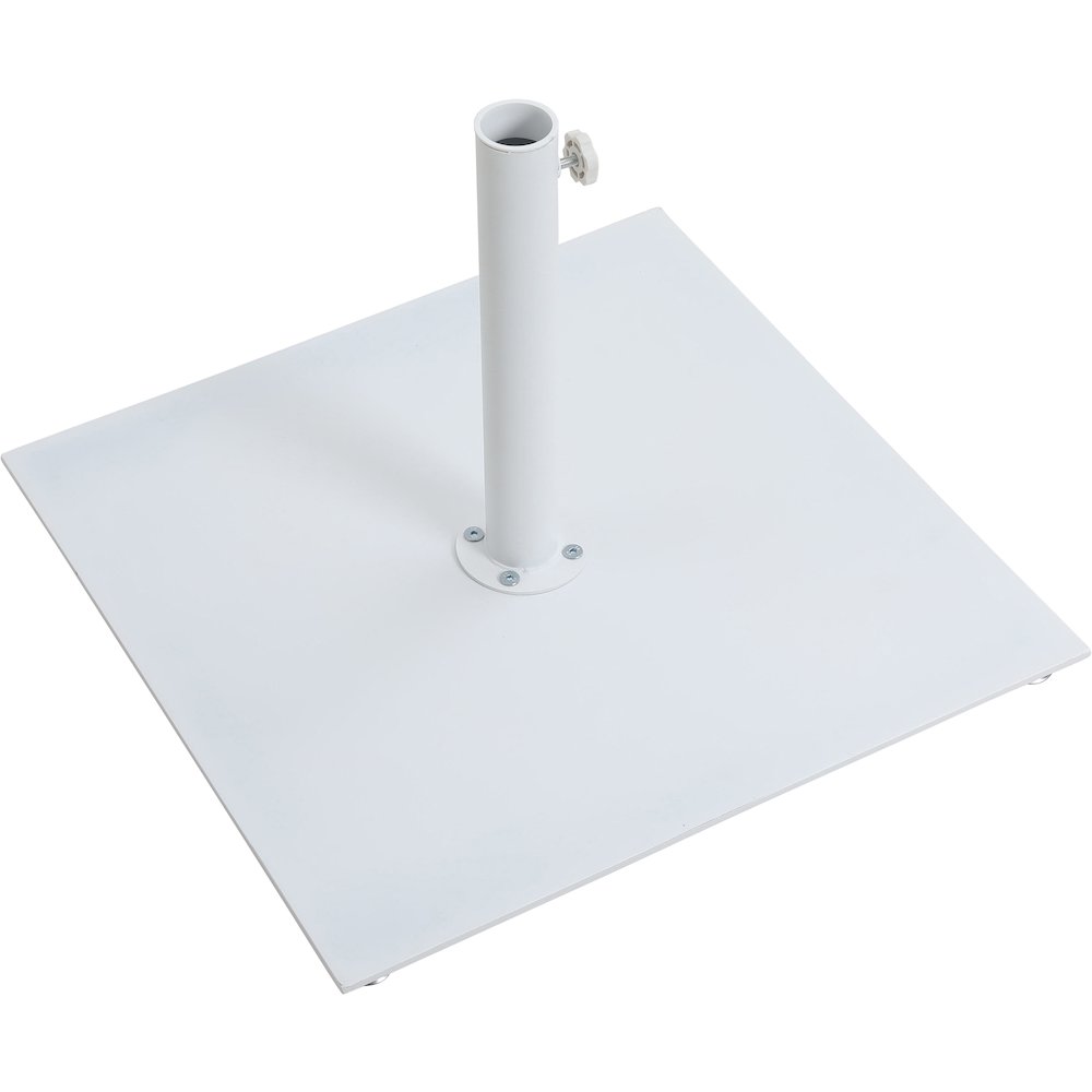 Fiji Grey Fabric / Matte White Aluminum Patio Umbrella with Base Sets. Picture 6