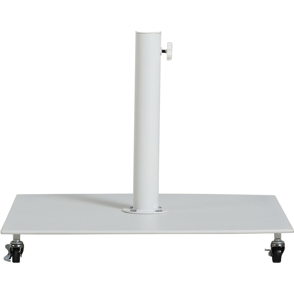Fiji Grey Fabric / Matte White Aluminum Patio Umbrella with Base Sets. Picture 7