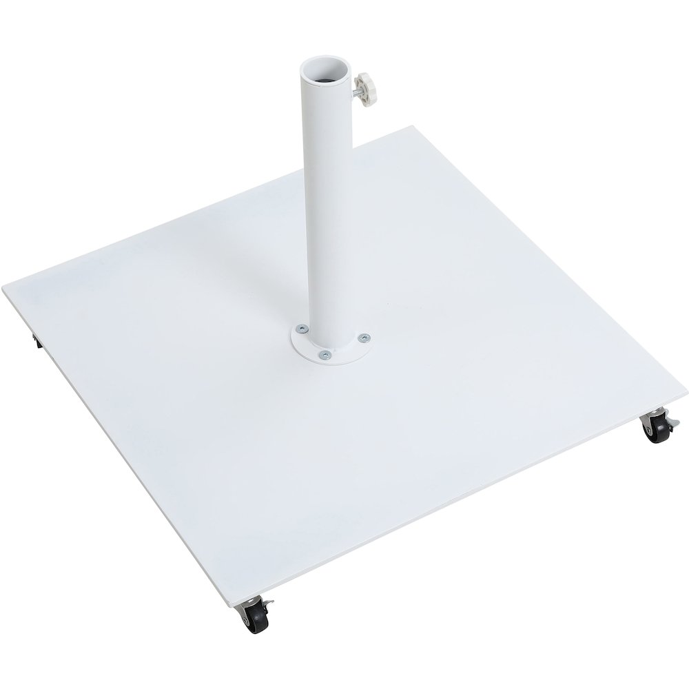 Fiji Grey Fabric / Matte White Aluminum Patio Umbrella with Base Sets. Picture 8