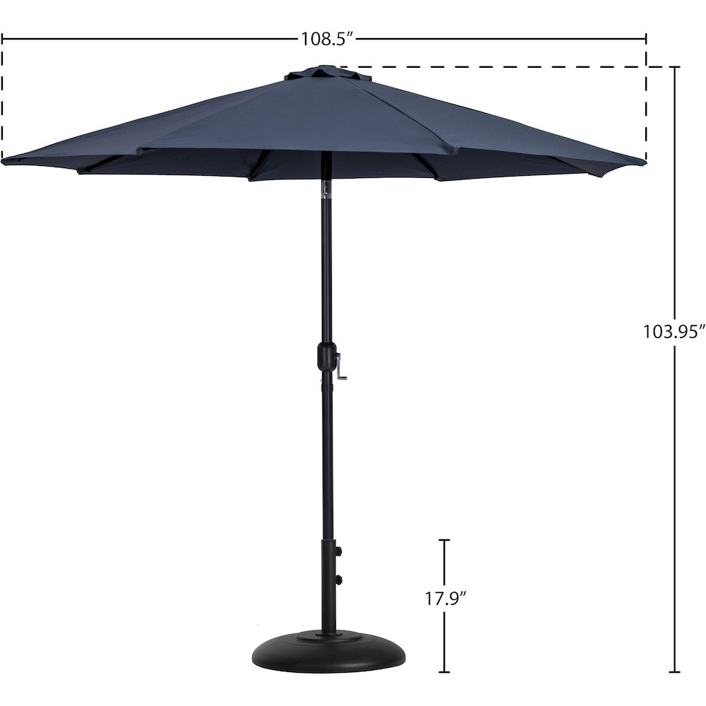 Fiji Grey Fabric / Matte Black Aluminum Patio Umbrella with Base Sets. Picture 15