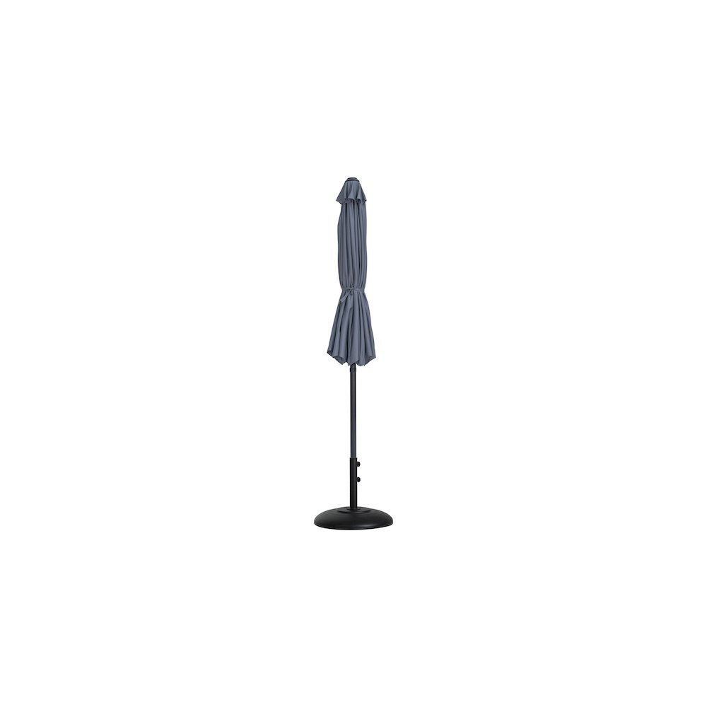 Fiji Grey Fabric / Matte Black Aluminum Patio Umbrella with Base Sets. Picture 10
