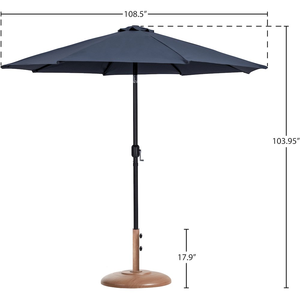 Fiji Grey Fabric / Teak Aluminum Patio Umbrella with Base Sets. Picture 15