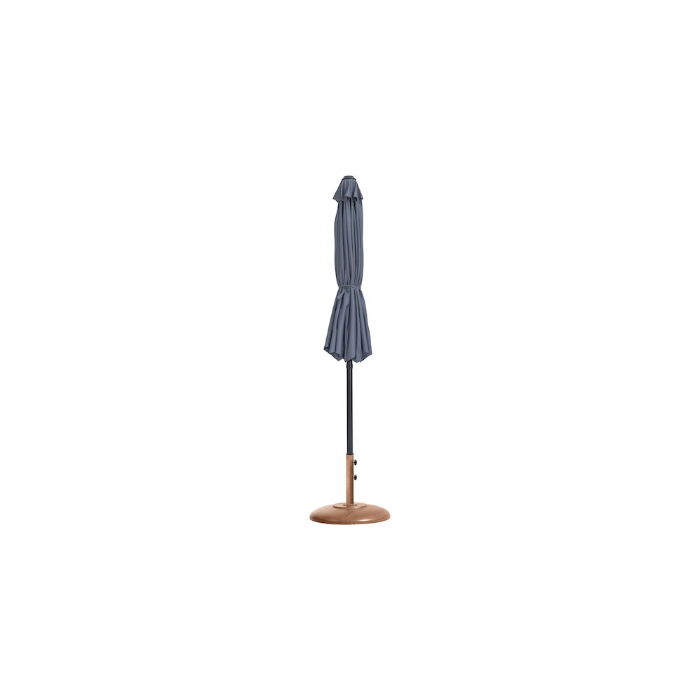 Fiji Grey Fabric / Teak Aluminum Patio Umbrella with Base Sets. Picture 10