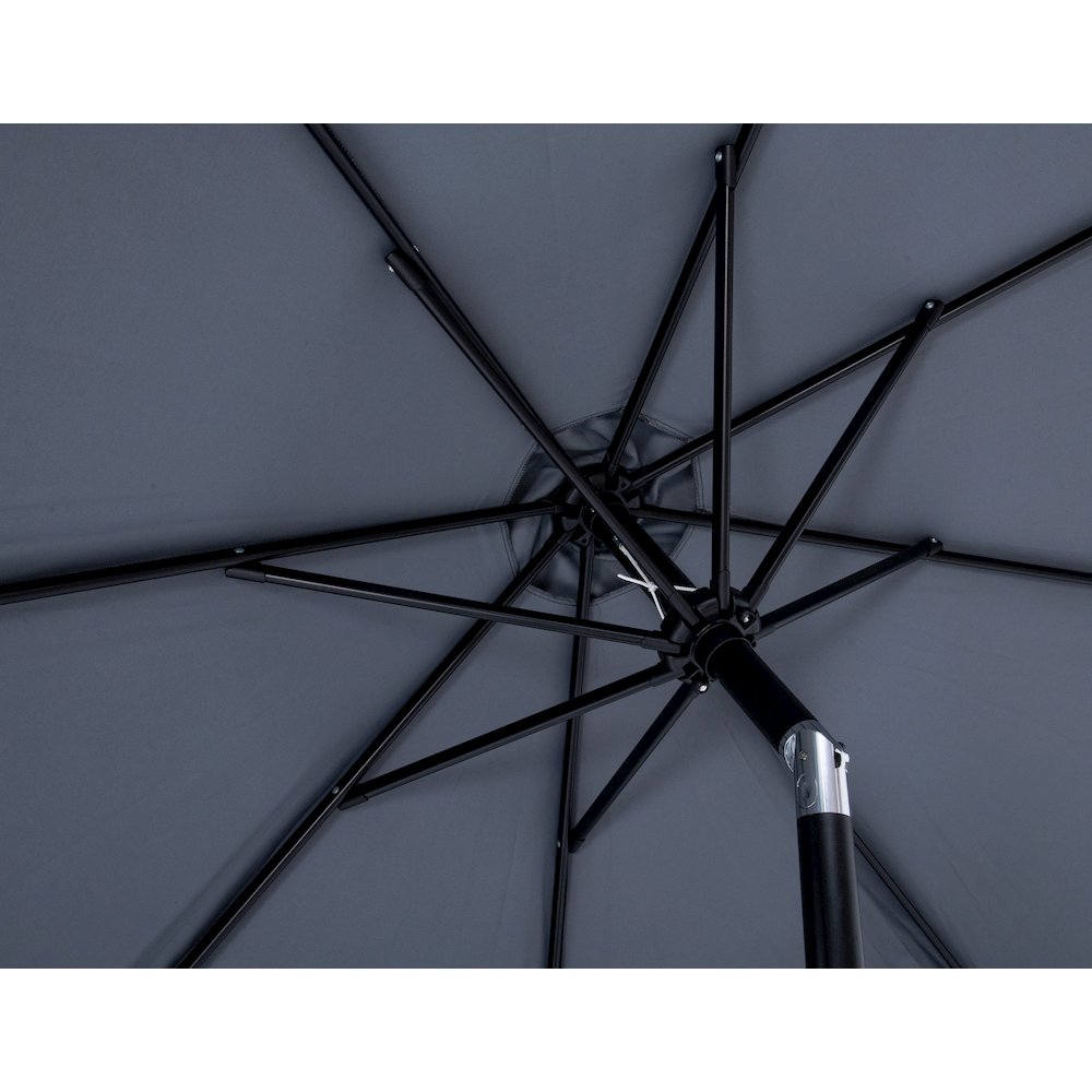 Fiji Grey Fabric / Teak Aluminum Patio Umbrella with Base Sets. Picture 13