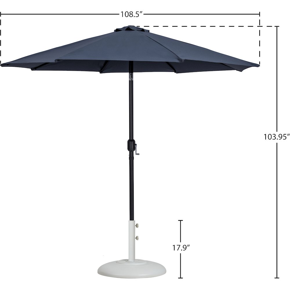 Fiji Grey Fabric / Matte White Aluminum Patio Umbrella with Base Sets. Picture 15