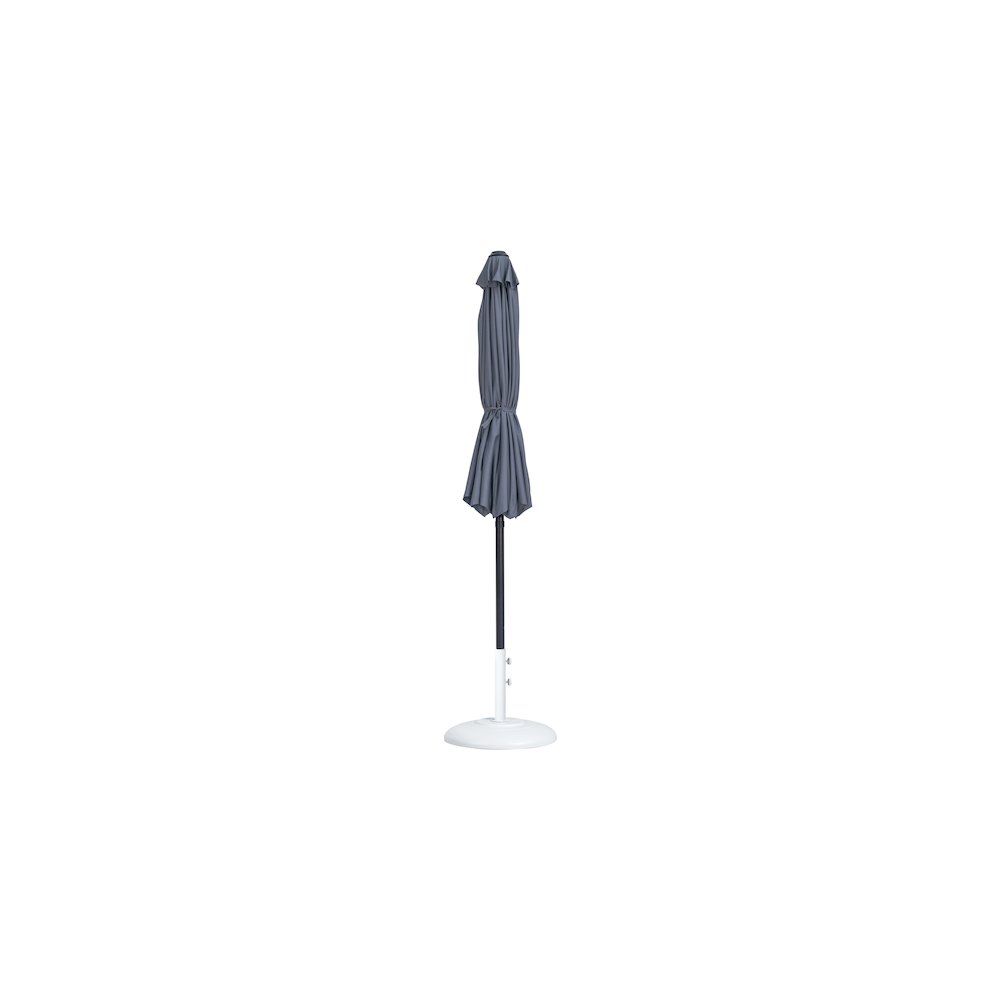 Fiji Grey Fabric / Matte White Aluminum Patio Umbrella with Base Sets. Picture 10
