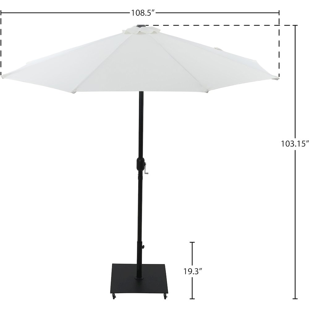 Fiji White Fabric / Matte Black Aluminum Patio Umbrella with Base Sets. Picture 17