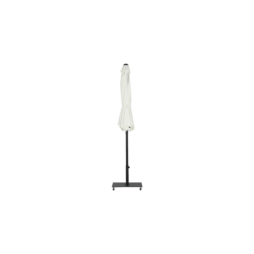 Fiji White Fabric / Matte Black Aluminum Patio Umbrella with Base Sets. Picture 12