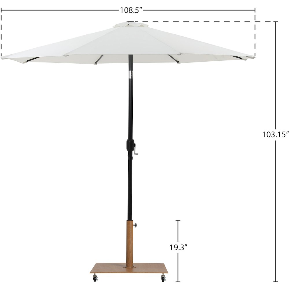Fiji White Fabric / Teak Aluminum Patio Umbrella with Base Sets. Picture 17
