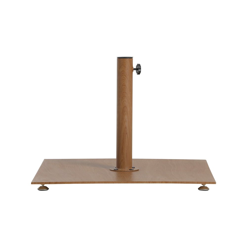 Fiji White Fabric / Teak Aluminum Patio Umbrella with Base Sets. Picture 5