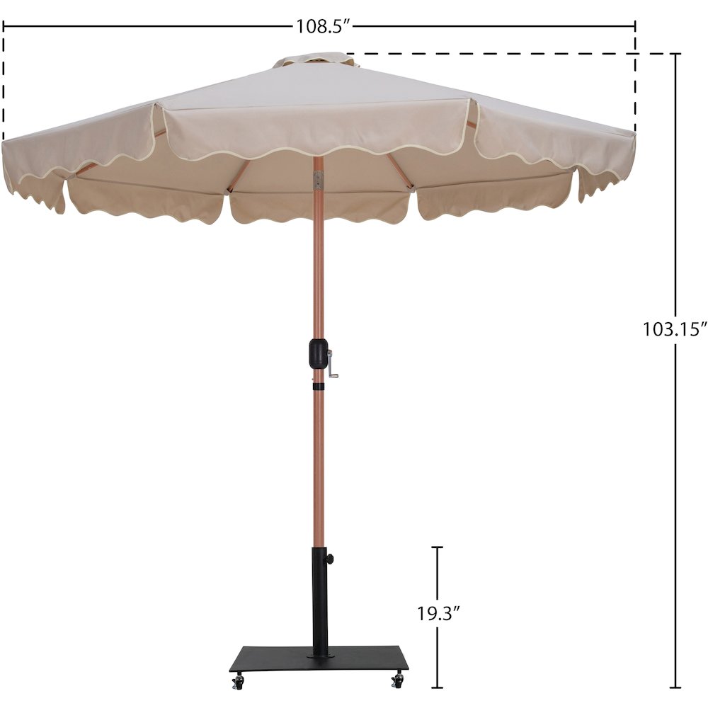 Amalfi Beige With Cream Piping / Matte Black Metal Patio Umbrella with Base Sets. Picture 17