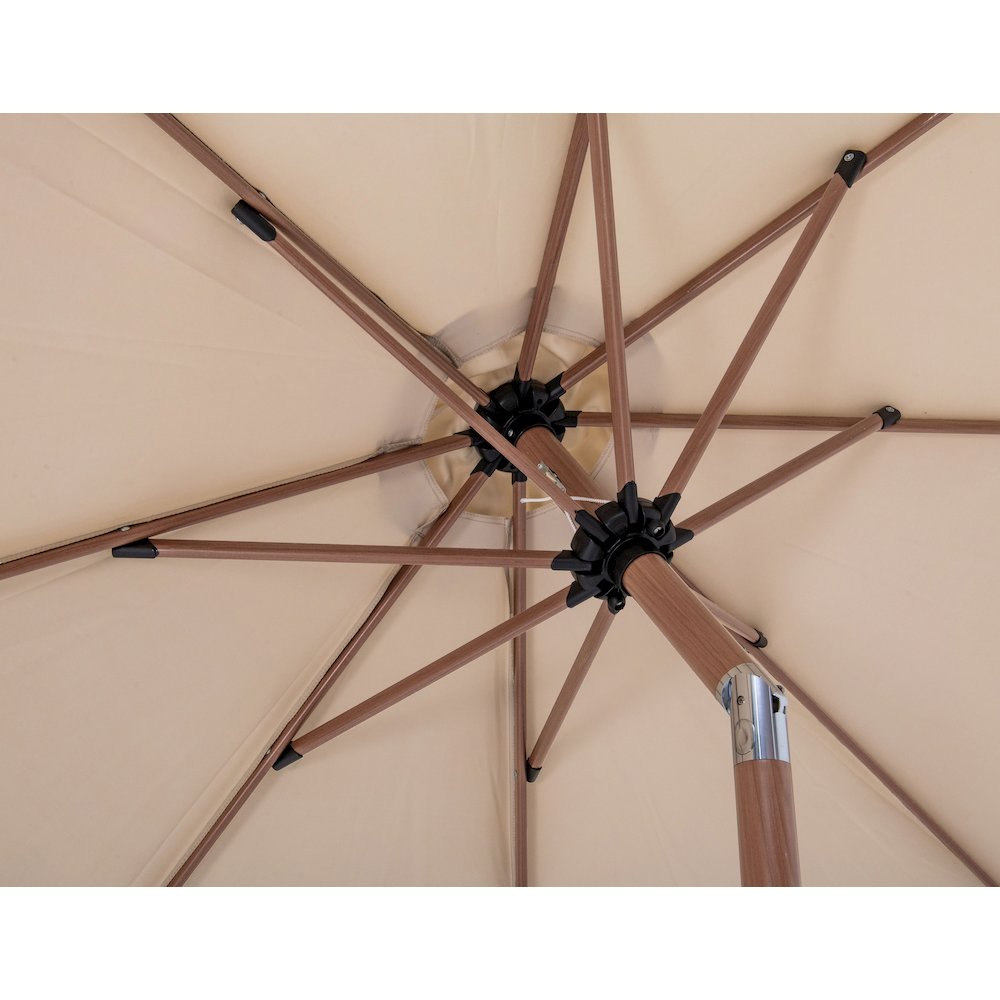 Amalfi Beige With Cream Piping / Matte Black Metal Patio Umbrella with Base Sets. Picture 15