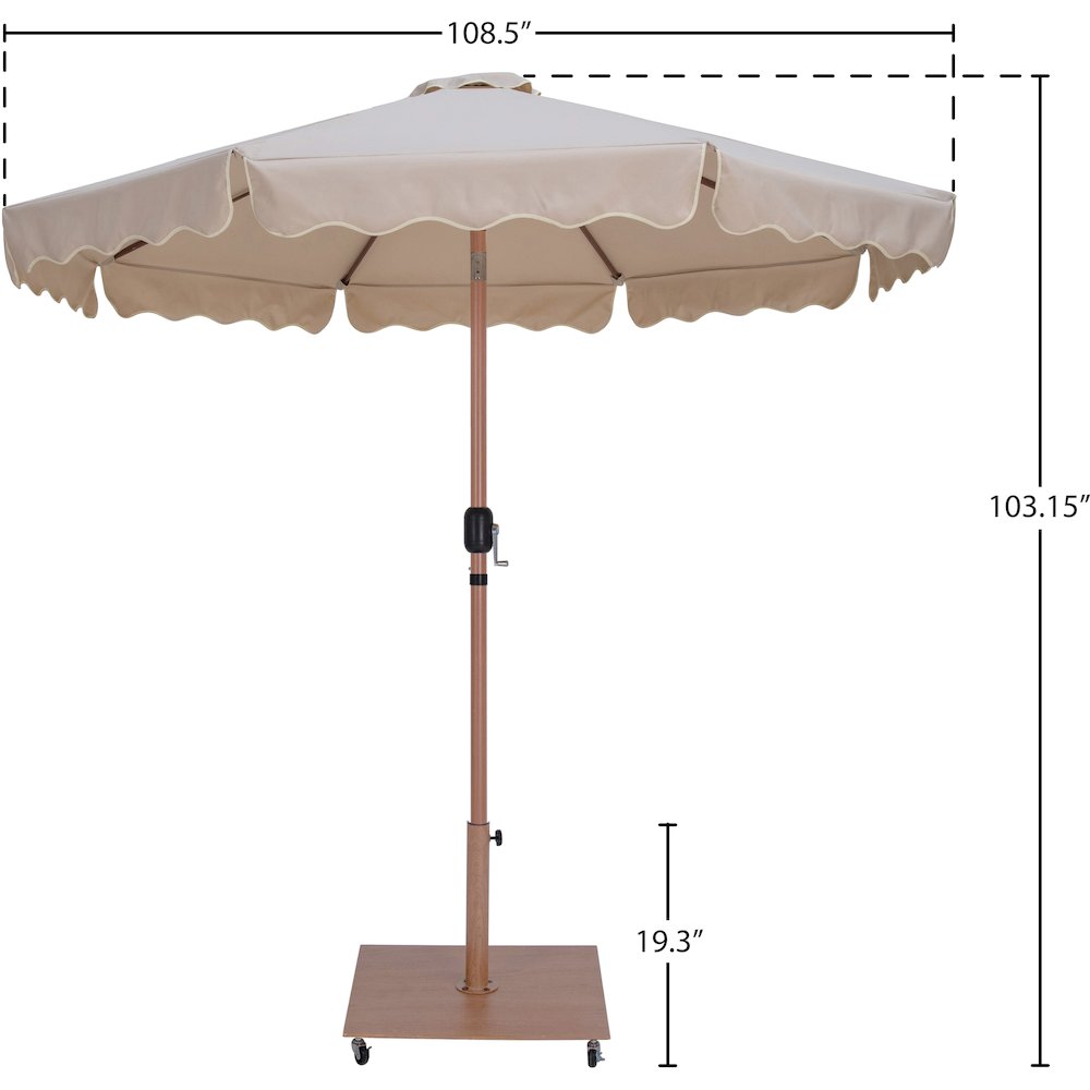 Amalfi Beige With Cream Piping / Teak Metal Patio Umbrella with Base Sets. Picture 17
