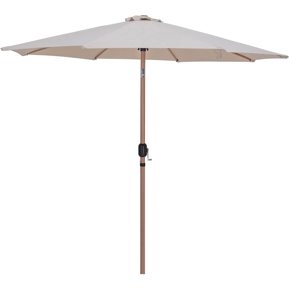Amalfi Beige With Cream Piping / Teak Metal Patio Umbrella with Base Sets. Picture 2