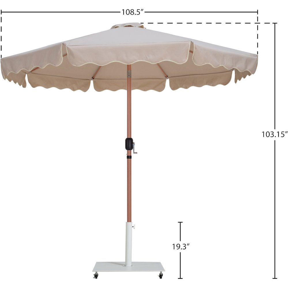 Amalfi Beige With Cream Piping / Matte White Metal Patio Umbrella with Base Sets. Picture 17