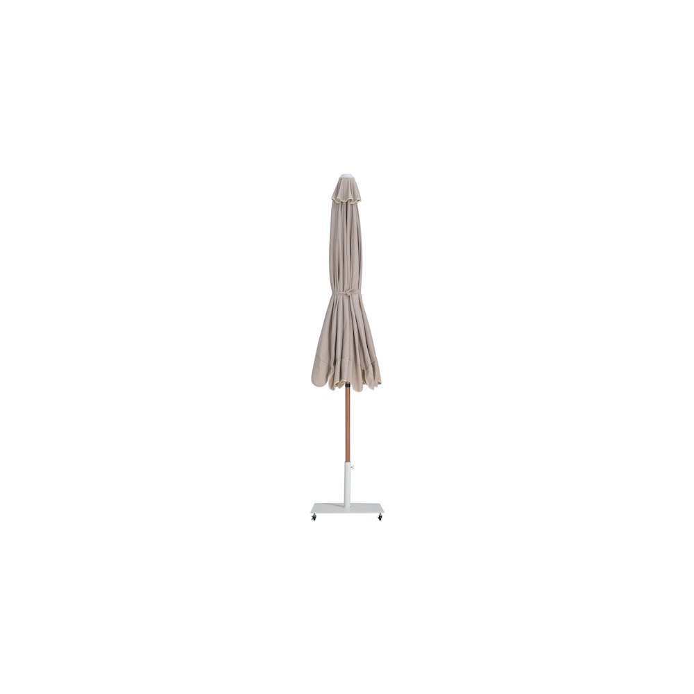 Amalfi Beige With Cream Piping / Matte White Metal Patio Umbrella with Base Sets. Picture 12