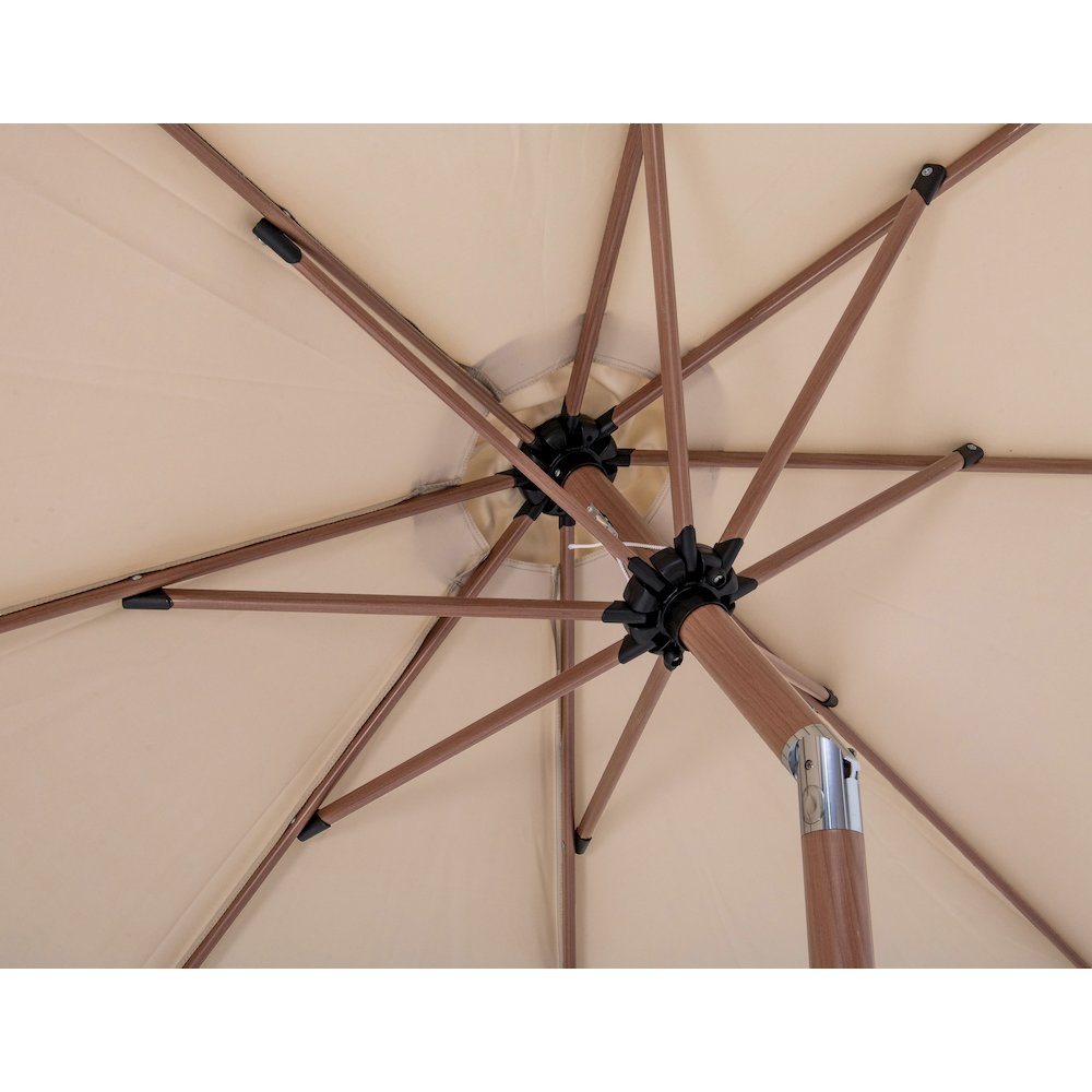 Amalfi Beige With Cream Piping / Matte White Metal Patio Umbrella with Base Sets. Picture 15