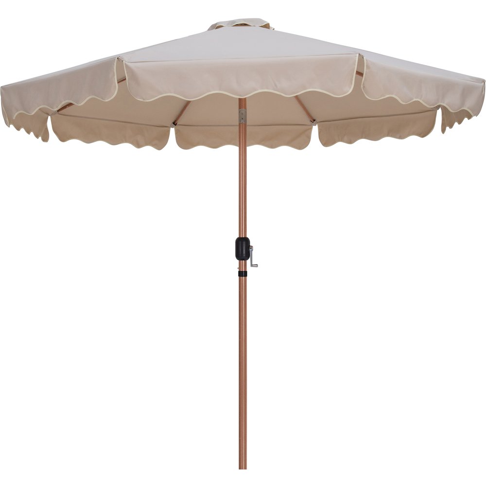 Amalfi Beige With Cream Piping / Matte White Metal Patio Umbrella with Base Sets. Picture 2