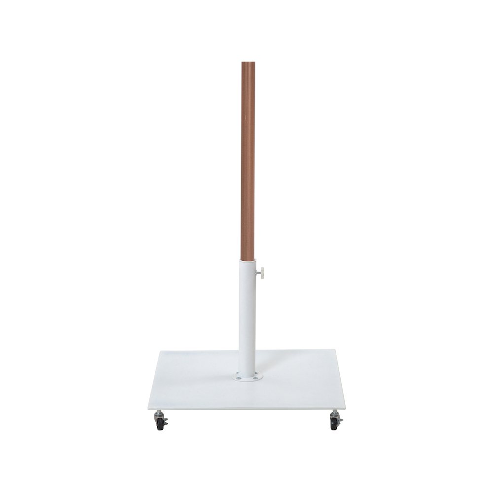 Amalfi Beige With Cream Piping / Matte White Metal Patio Umbrella with Base Sets. Picture 3