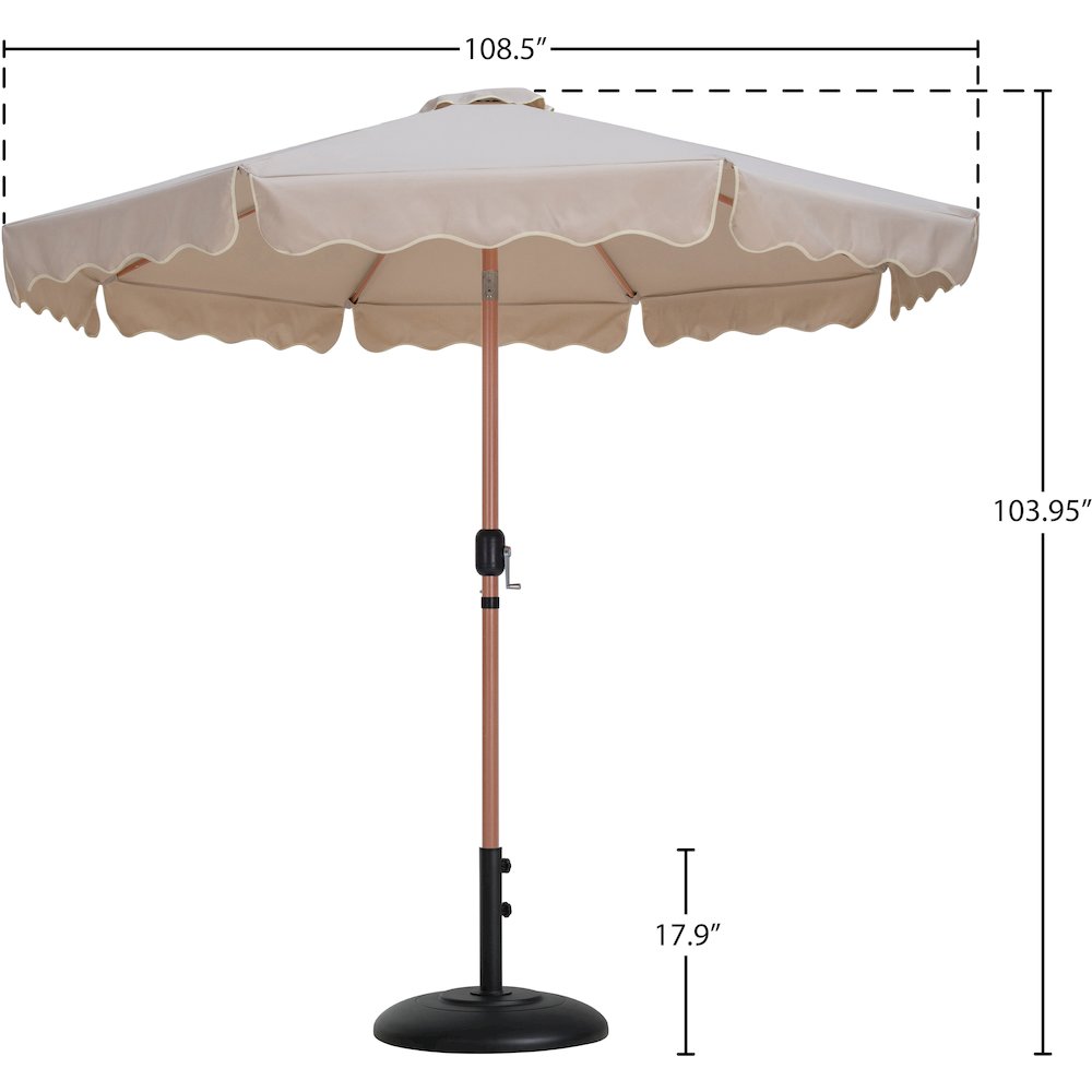 Amalfi Beige With Cream Piping / Matte Black Metal Patio Umbrella with Base Sets. Picture 15