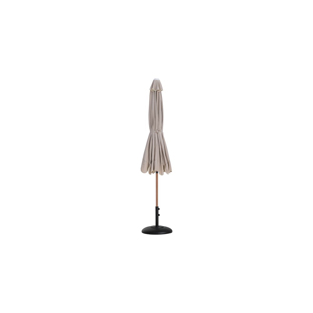 Amalfi Beige With Cream Piping / Matte Black Metal Patio Umbrella with Base Sets. Picture 10