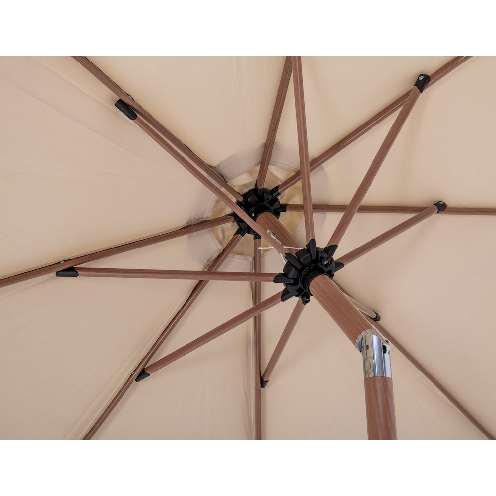 Amalfi Beige With Cream Piping / Matte Black Metal Patio Umbrella with Base Sets. Picture 13