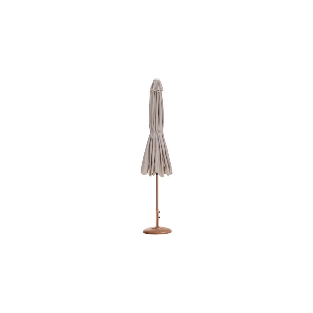 Amalfi Beige With Cream Piping / Teak Metal Patio Umbrella with Base Sets. Picture 10