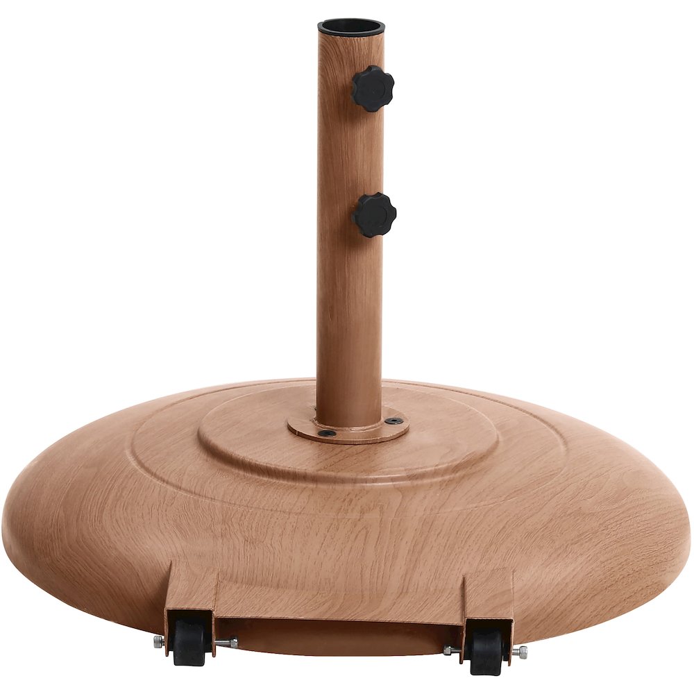 Amalfi Beige With Cream Piping / Teak Metal Patio Umbrella with Base Sets. Picture 5