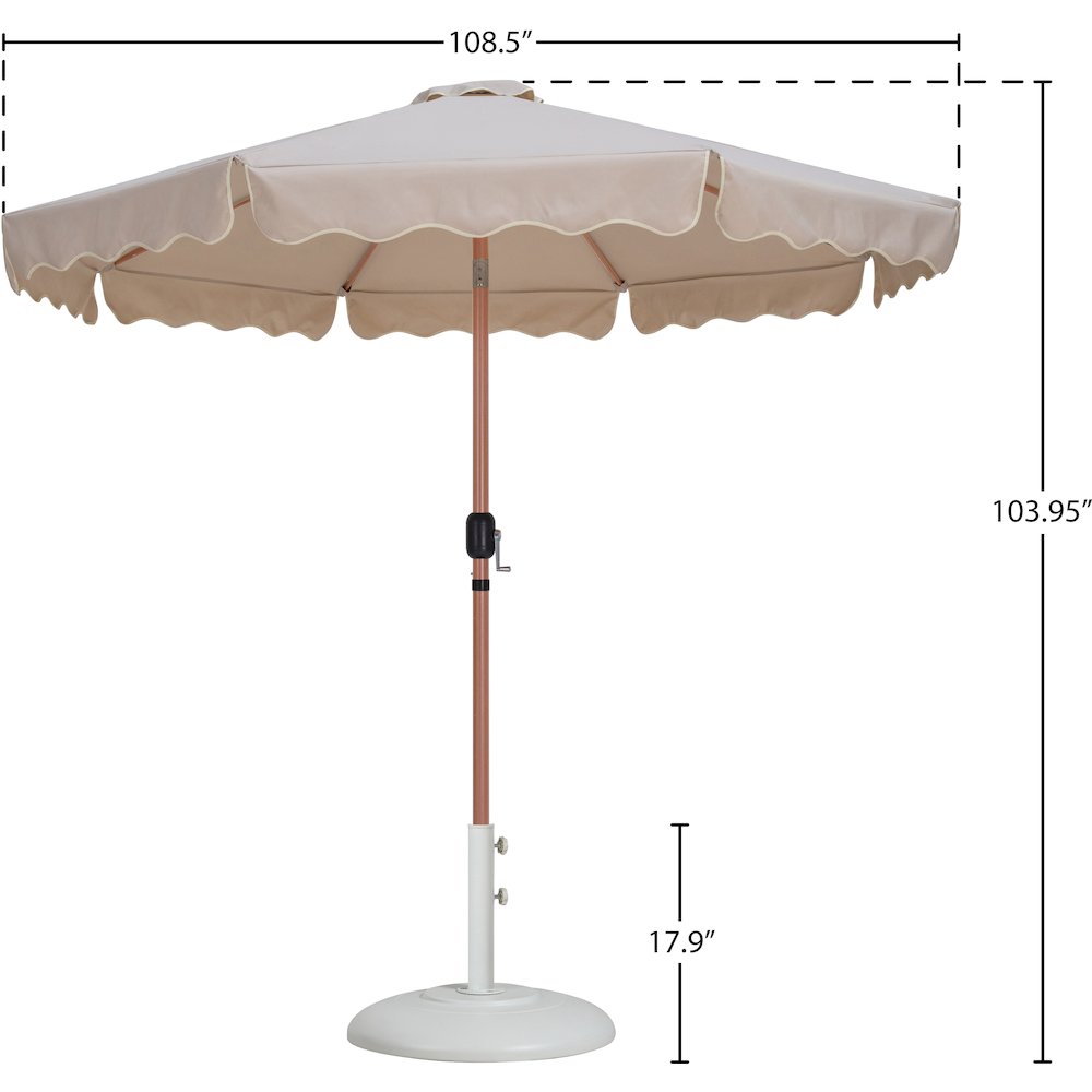 Amalfi Beige With Cream Piping / Matte White Metal Patio Umbrella with Base Sets. Picture 15