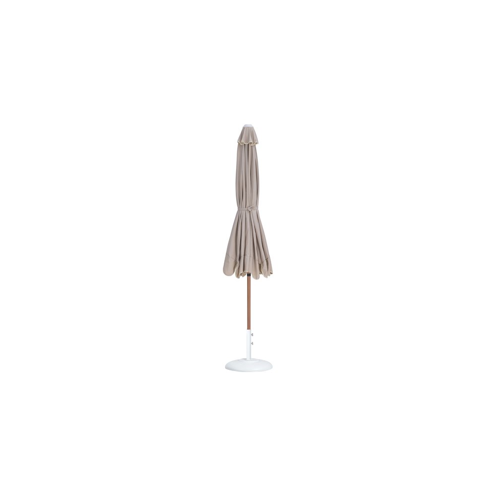 Amalfi Beige With Cream Piping / Matte White Metal Patio Umbrella with Base Sets. Picture 10