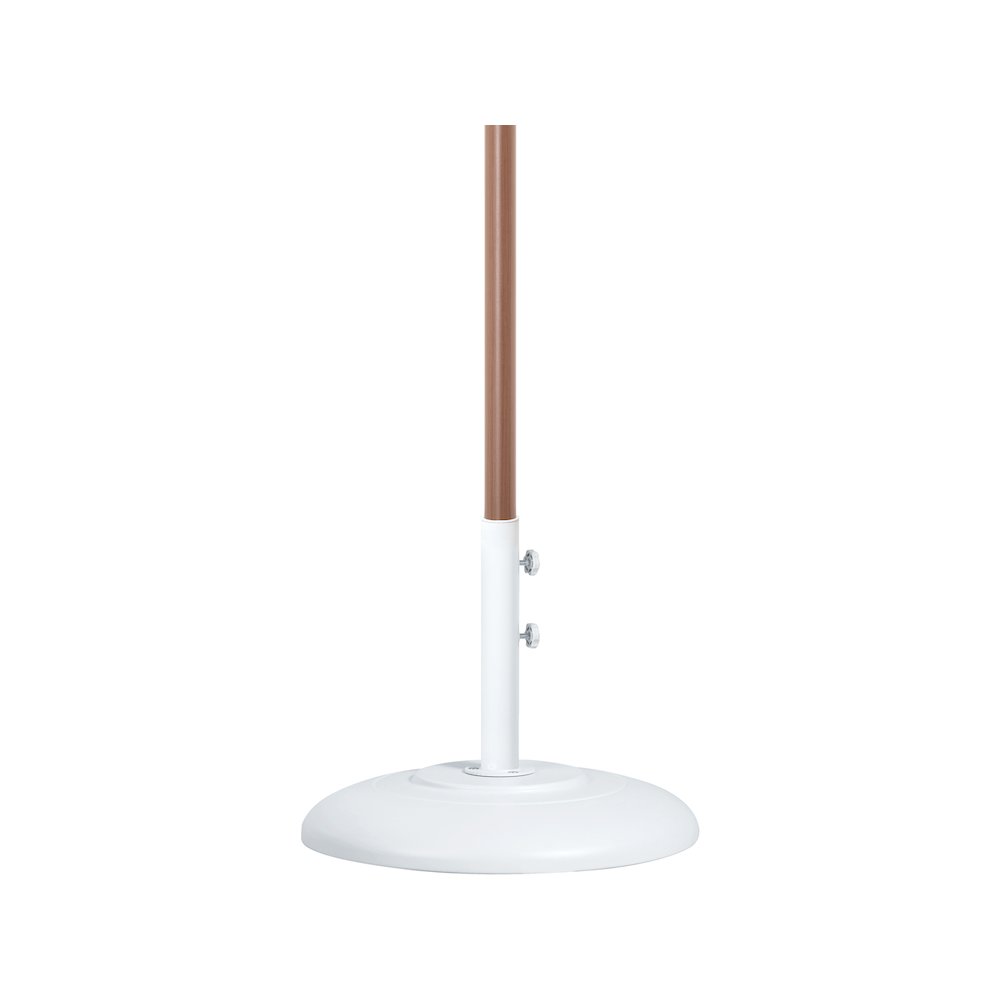 Amalfi Beige With Cream Piping / Matte White Metal Patio Umbrella with Base Sets. Picture 3