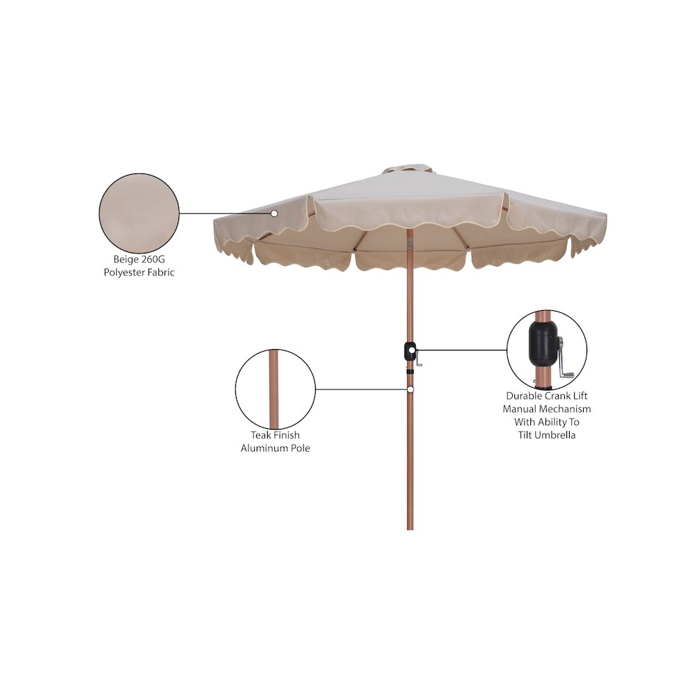 Amalfi Beige With Cream Piping Fabric Patio Umbrellas. Picture 10