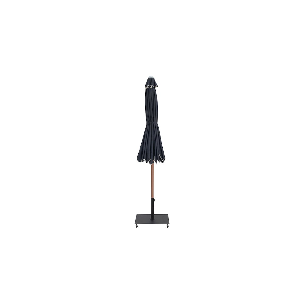 Amalfi Black With Cream Piping / Matte Black Metal Patio Umbrella with Base Sets. Picture 12
